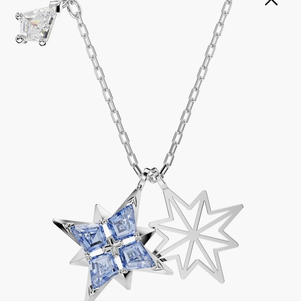 💙▪️Swarovski ▪️Symbolica pendant Star, Blue, Rhodium plated Necklace